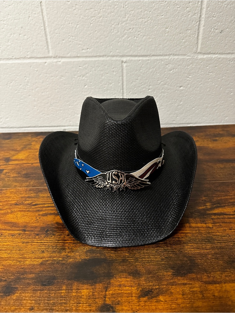 Classic Black Cowboy Hat with USA Emblem